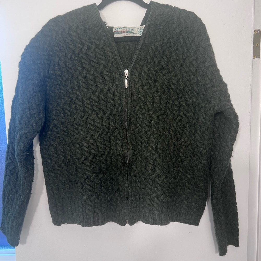 Aran Crafts Forest Green Wool Sweater